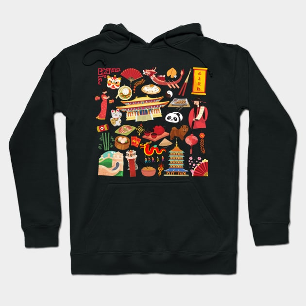 China Travel Icons Hoodie by FancyPlanet